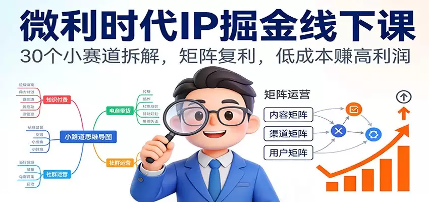 微利时代IP掘金线下课：30个小赛道拆解，矩阵复利，低成本赚高利润-尊多创业网