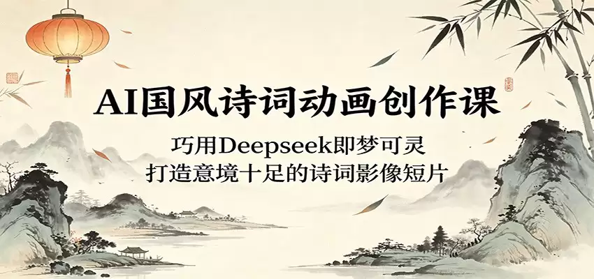 AI国风诗词动画创作课：巧用Deepseek即梦可灵，打造意境十足的诗词影像短片-尊多创业网