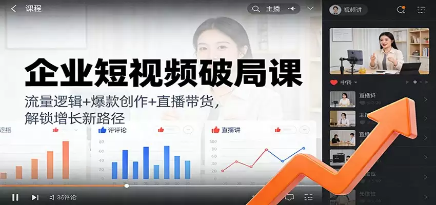 企业短视频破局课：流量逻辑+爆款创作+直播带货，解锁增长新路径-尊多创业网