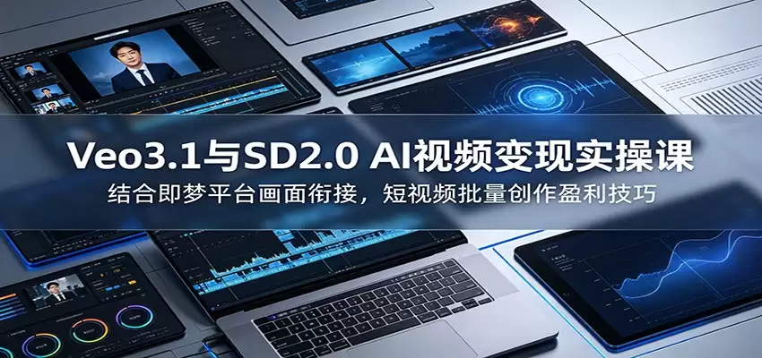 Veo3.1与SD2.0 AI视频变现实操课课：结合即梦平台画面衔接，短视频批量创作盈利技巧-尊多创业网