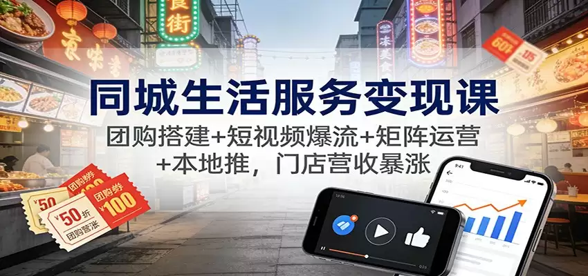 同城生活服务变现课：团购搭建+短视频爆流+矩阵运营+本地推，门店营收暴涨-尊多创业网