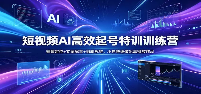 短视频AI高效起号特训训练营：赛道定位+文案配音+剪辑思维，小白快速做出高播放作品-尊多创业网
