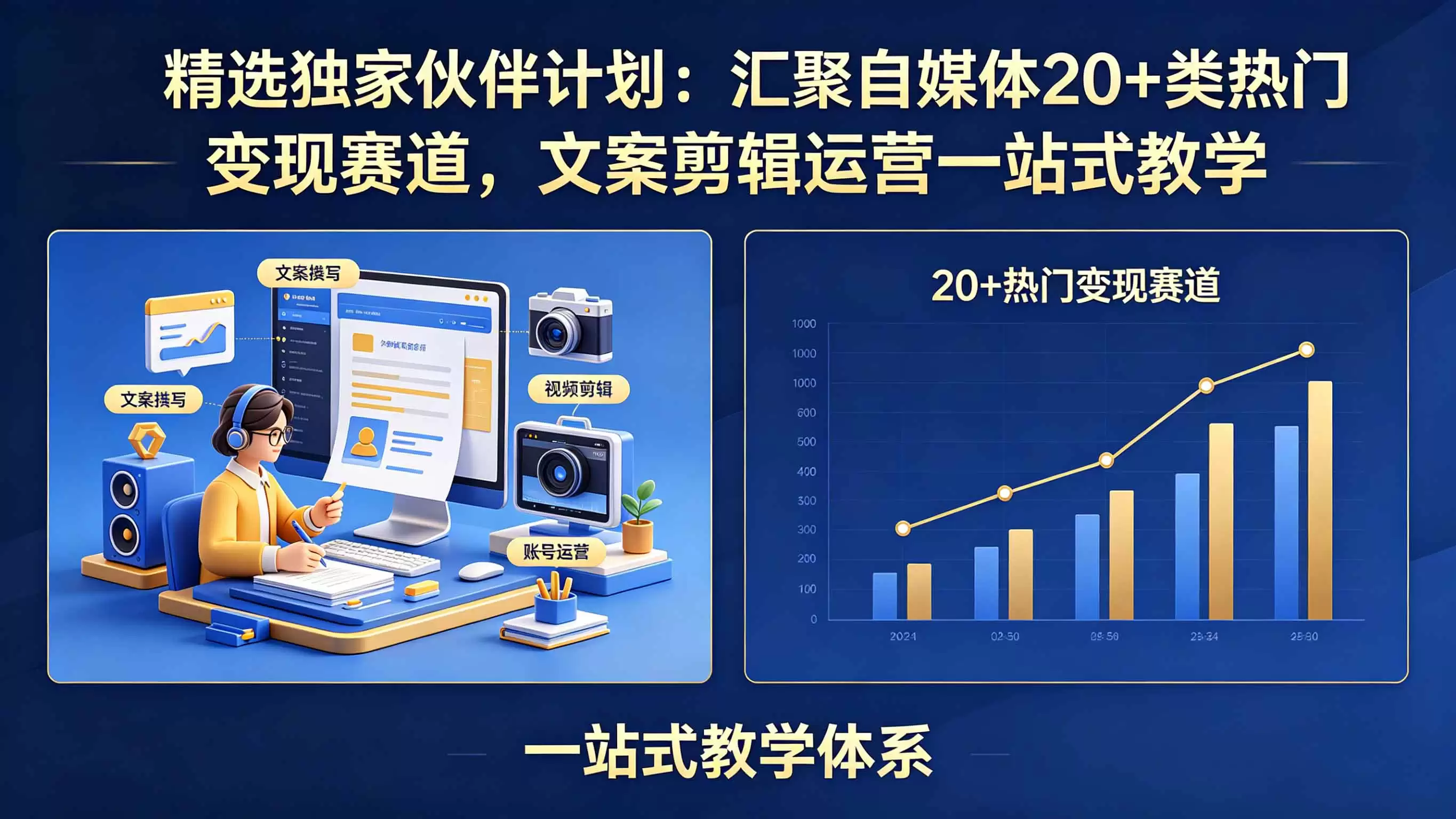 （18478期）精选独家伙伴计划：汇聚自媒体20+类热门变现赛道，文案剪辑运营一站式教学-尊多创业网