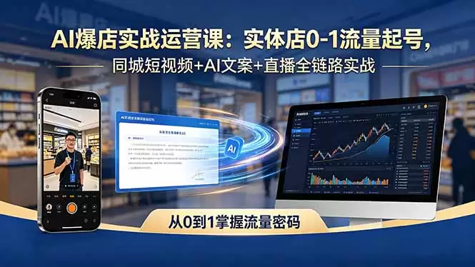 （18451期）AI爆店实战运营课：实体店0-1流量起号，同城短视频+AI文案+直播全链路实战-尊多创业网