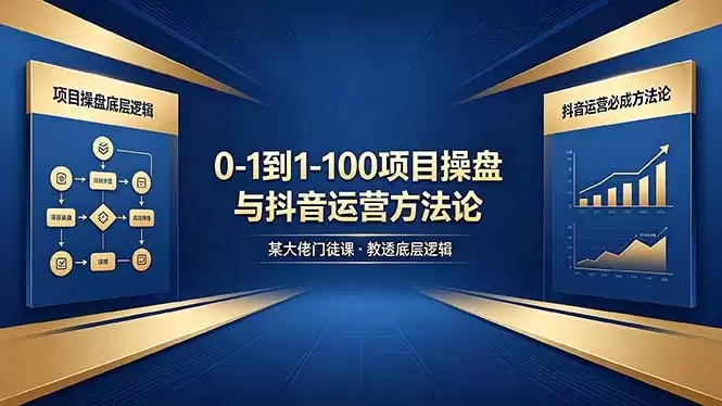 （18382期）0-1到1-100怎么建？某大佬门徒课教透项目操盘底层逻辑+抖音运营必成方法论-尊多创业网