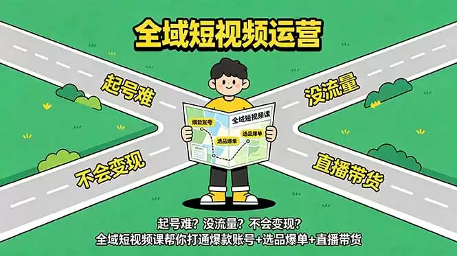 (18877期)起号难?没流量?不会变现?全域短视频课帮你打通爆款账号+选品爆单+直播带货-尊多创业网