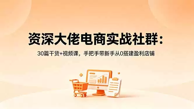 （18529期）资深大佬电商实战社群：30篇干货+视频课，手把手带新手从0搭建盈利店铺-尊多创业网