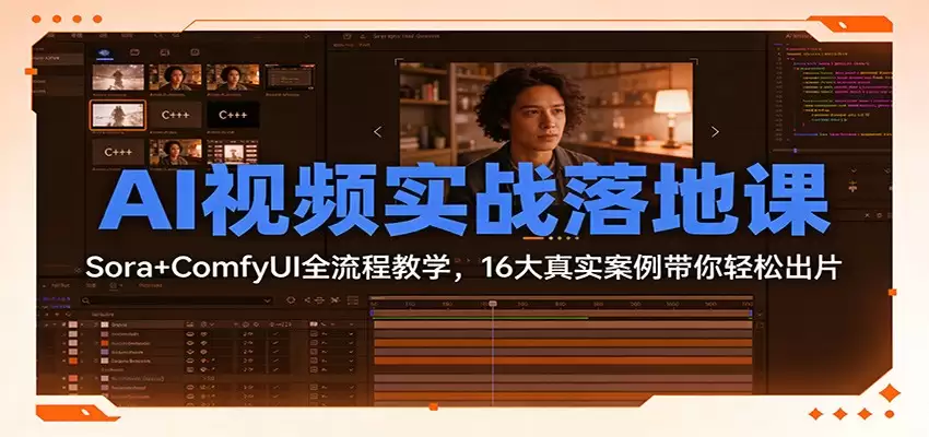 AI视频实战落地课：Sora+ComfyUI全流程教学，16大真实案例带你轻松出片-尊多创业网