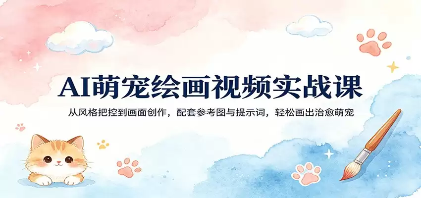 AI萌宠绘画视频实战课：从风格把控到画面创作，配套参考图与提示词，轻松画出治愈萌宠-尊多创业网