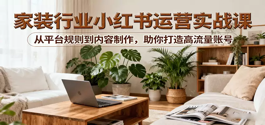 小红书家装行业运营实战课：从平台规则到内容制作，助你打造高流量账号-尊多创业网