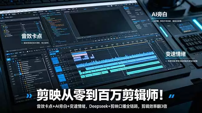 (18867期)剪映从零到百万剪辑师!音效卡点+AI旁白+变速情绪,Deepseek+剪映口播全链路,剪辑效率翻3倍-尊多创业网