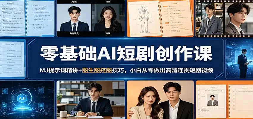 零基础AI短剧创作课：MJ提示词精讲+图生图控图技巧，小白从零做出高清连贯短剧视频-尊多创业网