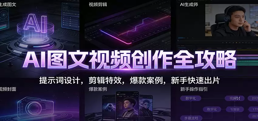 AI图文视频创作全攻略：提示词设计，剪辑特效，爆款案例，新手快速出片-尊多创业网