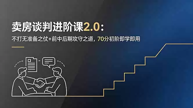（18768期）卖房谈判进阶课2.0：不打无准备之仗+前中后期攻守之道，70分初阶即学即用-尊多创业网