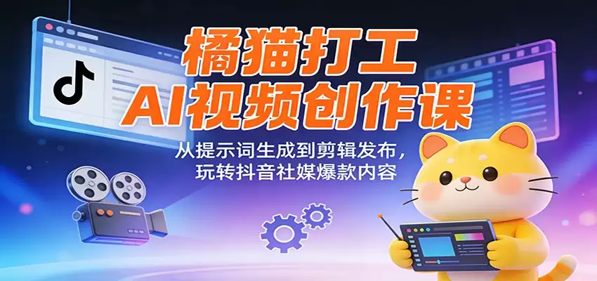 橘猫打工AI视频创作课：从提示词生成到剪辑发布，玩转抖音社媒爆款内容-尊多创业网
