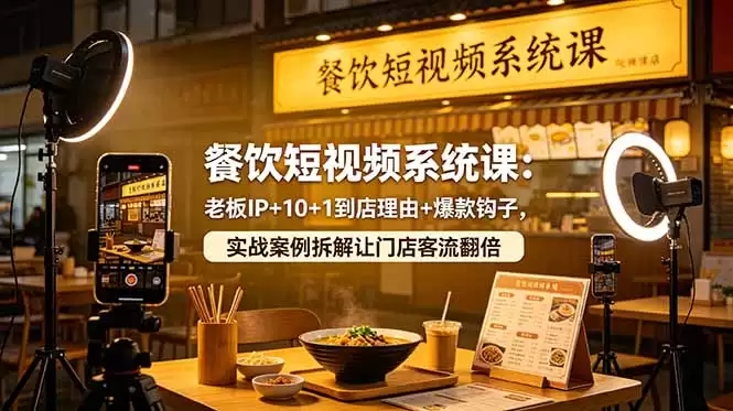 （18712期）餐饮短视频系统课：老板IP+10+1到店理由+爆款钩子，实战案例拆解让门店客流翻倍-尊多创业网