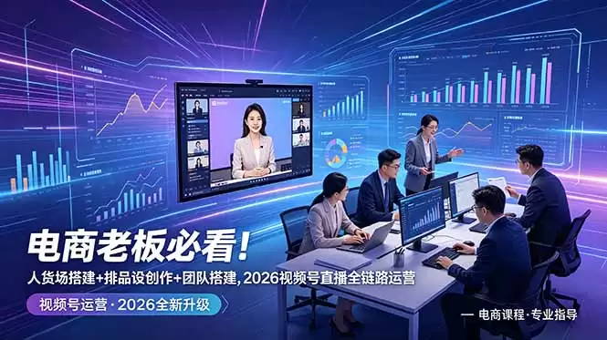 （18845期）电商老板必看！人货场搭建+排品设计+素材创作+团队搭建，2026视频号直播全链路运营-尊多创业网
