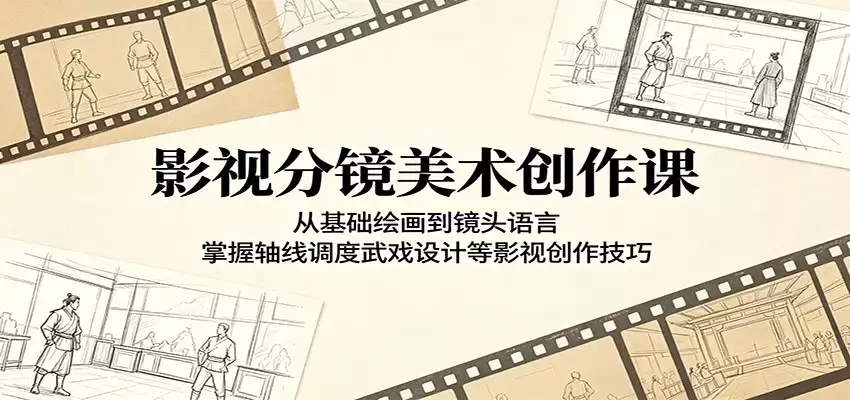 影视分镜美术创作课：从基础绘画到镜头语言，掌握轴线调度武戏设计等影视创作技巧-尊多创业网