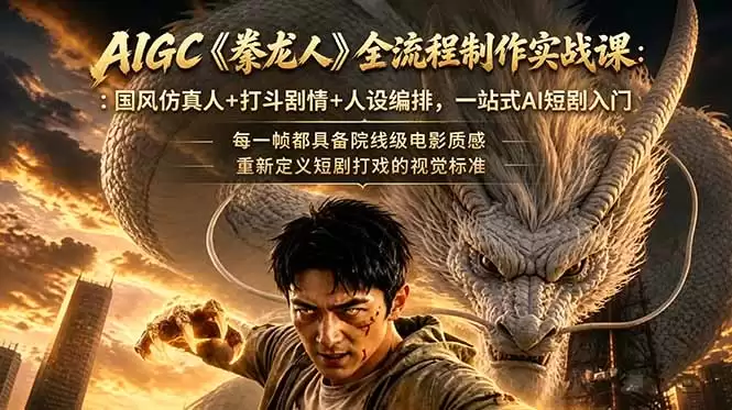 （18849期）AIGC《豢龙人》全流程制作实战课：国风仿真人+打斗剧情+人设编排，一站式AI短剧入门-尊多创业网