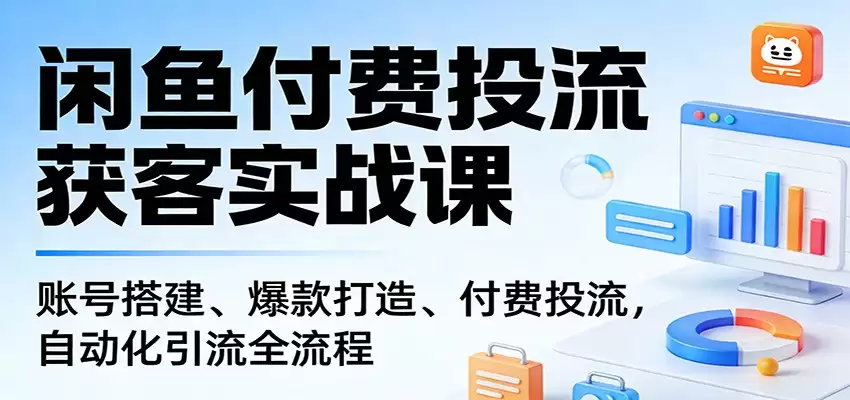 闲鱼付费投流获客实战课：账号搭建、爆款打造、付费投流， 自动化引流全流程-尊多创业网