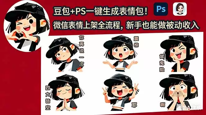 （18402期）豆包+PS一键生成表情包！微信表情上架全流程，新手也能做被动收入-尊多创业网