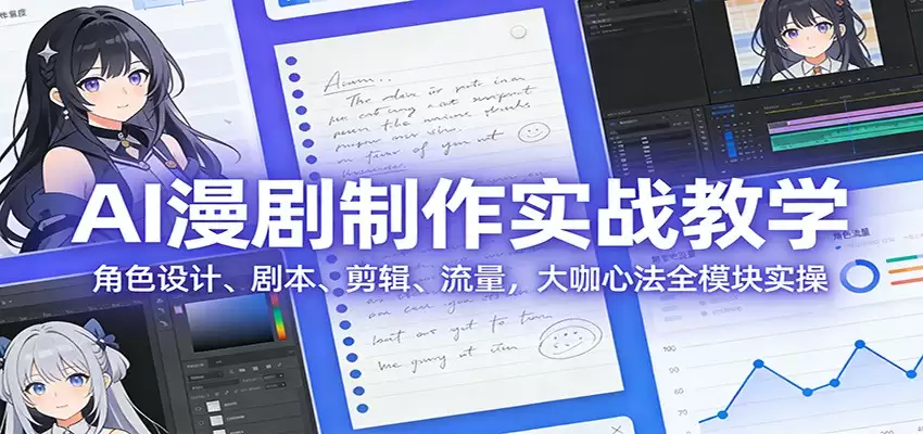 AI 漫剧制作实战教学：角色设计、剧本、剪辑、流量，大咖心法全模块实操-尊多创业网