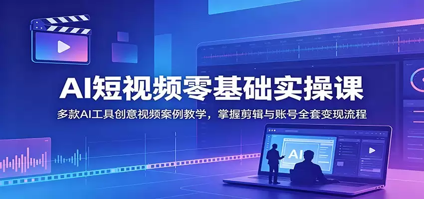 AI短视频零基础实操课：多款AI工具创意视频案例教学，掌握剪辑与账号全套变现流程-尊多创业网