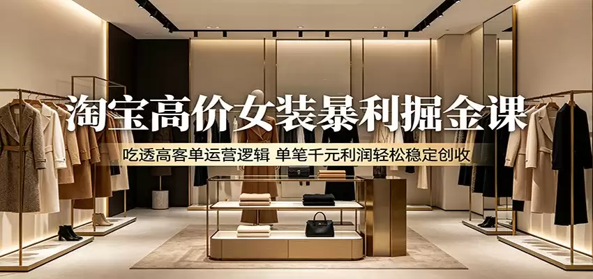 淘宝高价女装暴利掘金课：吃透高客单运营逻辑，单笔千元利润轻松稳定创收-尊多创业网