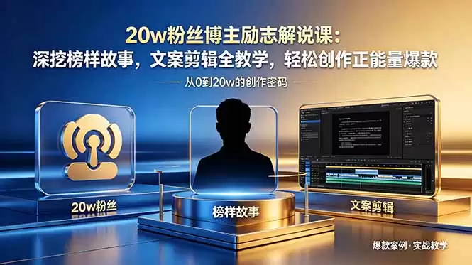 （18648期）20w粉丝博主励志解说课：深挖榜样故事，文案剪辑全教学，轻松创作正能量爆款-尊多创业网
