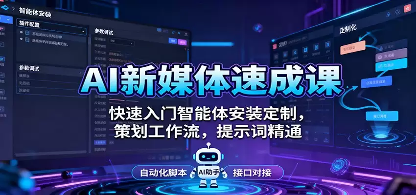 AI新媒体速成课：快速入门智能体安装定制，策划工作流，提示词精通-尊多创业网