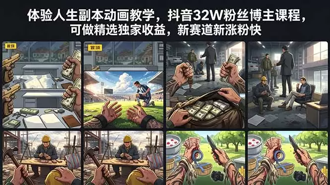 （18826期）体验人生副本动画教学， 抖音32W粉丝博主课程，可做精选独家收益，新赛道新涨粉快-尊多创业网