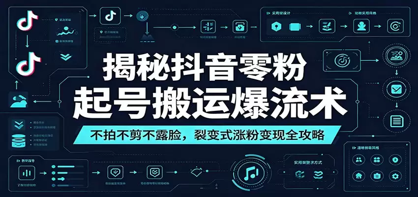 揭秘抖音零粉起号搬运爆流术：不拍不剪不露脸，裂变式涨粉变现全攻略-尊多创业网