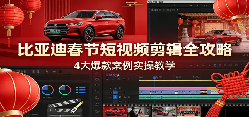 比亚迪春节短视频剪辑全攻略，4大爆款案例实操教学-尊多创业网