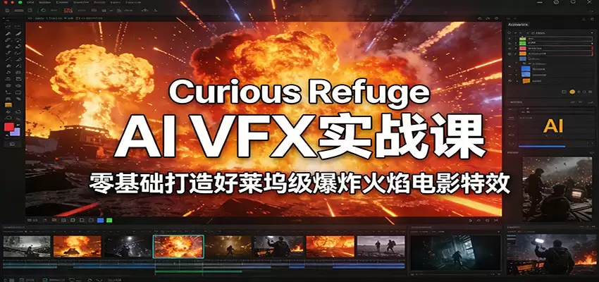 Curious Refuge AI VFX实战课，零基础打造好莱坞级爆炸火焰电影特效-尊多创业网