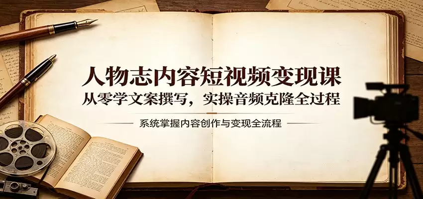 人物志内容短视频变现课：从零学文案撰写，实操音频克隆全过程-尊多创业网