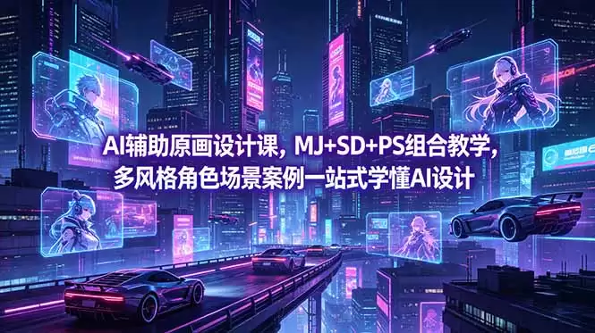 （18731期）AI辅助原画设计课，MJ+SD+PS组合教学，多风格角色场景案例一站式学懂AI设计-尊多创业网