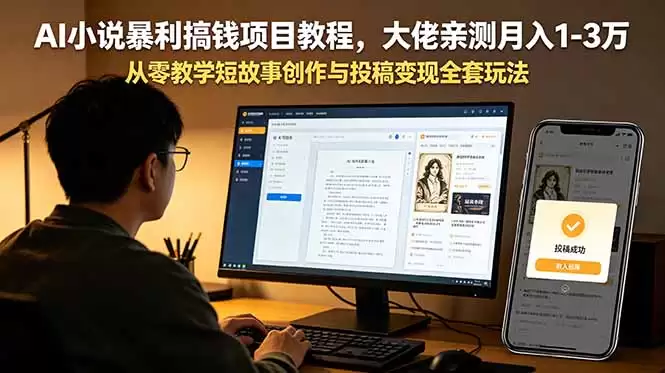 （18913期）AI小说暴利搞钱项目教程-更新，大佬亲测月入1-3万，从零教学短故事创作与投稿变现全套玩法-尊多创业网