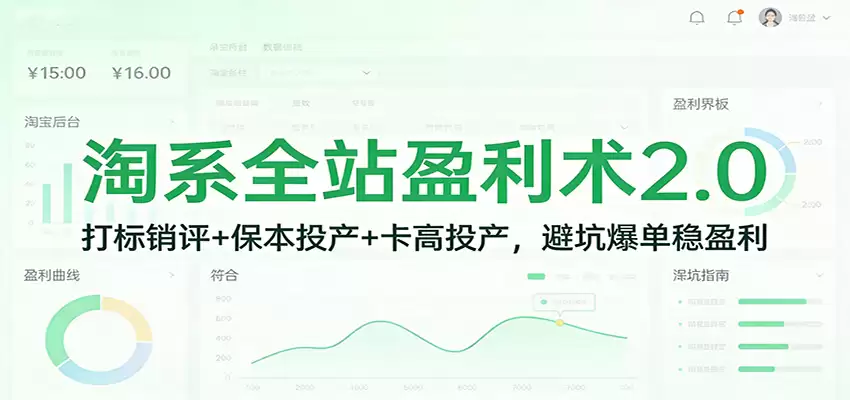淘系全站盈利术2.0：打标销评+保本投产+卡高投产，避坑爆单稳盈利-尊多创业网