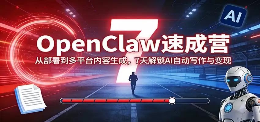 OpenClaw速成营：从部署到多平台内容生成，7天解锁AI自动写作与变现-尊多创业网