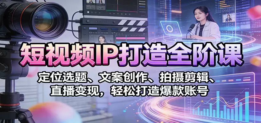 短视频IP打造全阶课：定位选题、文案创作、拍摄剪辑、直播变现，轻松打造爆款账号-尊多创业网