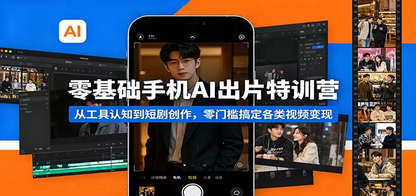 零基础手机AI出片特训营：从工具认知到短剧创作，零门槛搞定各类视频变现-尊多创业网