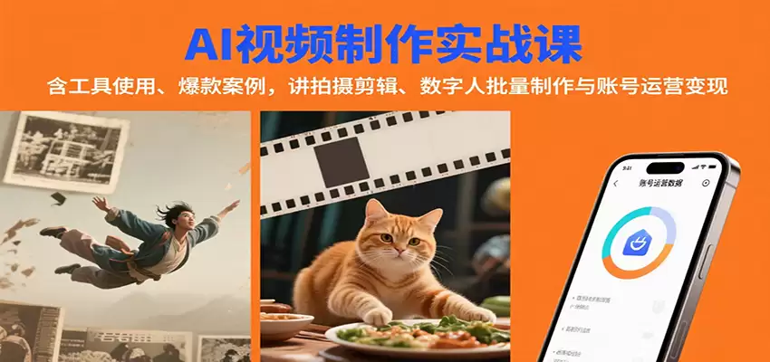 AI视频制作实战：含工具使用、爆款案例，讲拍摄剪辑、数字人批量制作与账号运营变现-尊多创业网