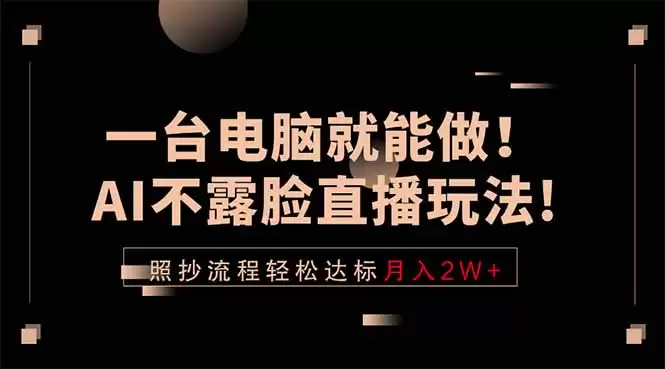 （18472期）一台电脑就能做！AI不露脸直播玩法，照抄流程轻松达标月入2W+-尊多创业网