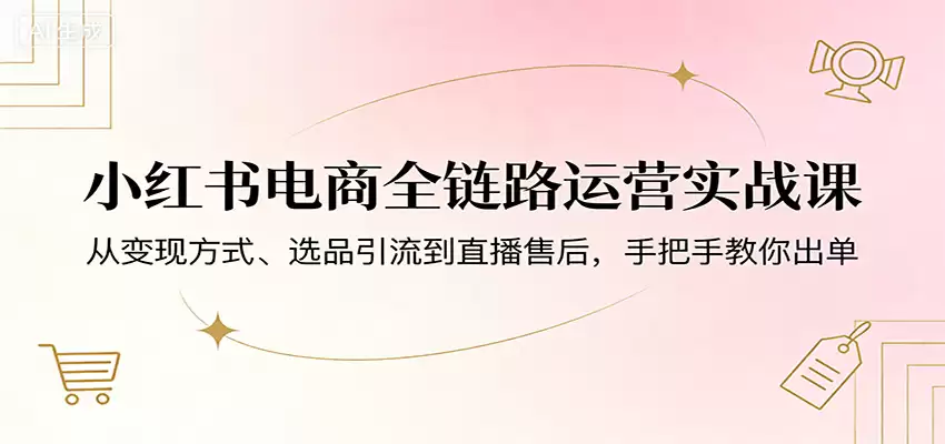 小红书电商全链路运营实战课：从变现方式、选品引流到直播售后，手把手教你出单-尊多创业网