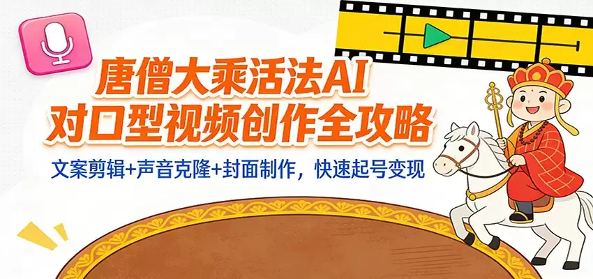 “大乘活法”AI对口型视频创作全攻略：文案剪辑+声音克隆+封面制作，快速起号变现-尊多创业网