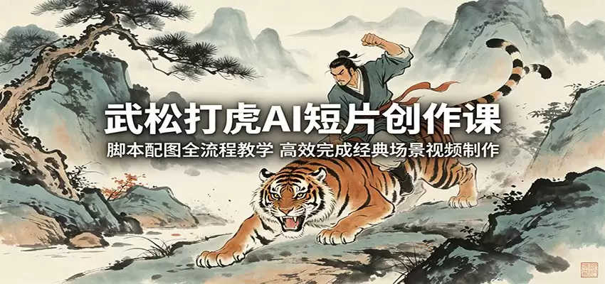 武松打虎AI短片创作课：脚本配图全流程教学，高效完成经典场景视频制作-尊多创业网