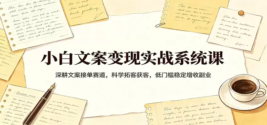 小白文案变现实战系统课：深耕文案接单赛道，科学拓客获客，低门槛稳定增收副业-尊多创业网