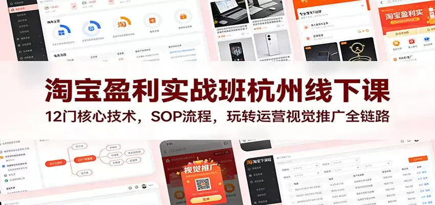 淘宝盈利实战班杭州线下课：12门核心技术，SOP 流程，玩转运营视觉推广全链路-尊多创业网