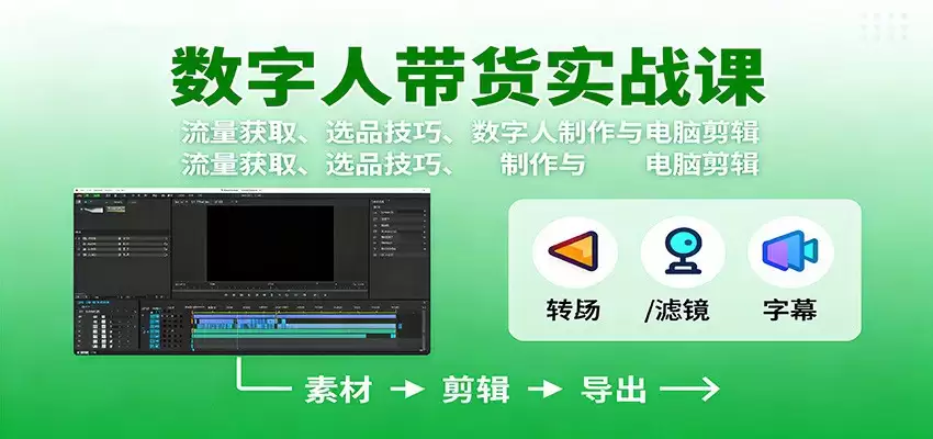 数字人变现实战课：流量获取、选品技巧、数字人制作与电脑剪辑-尊多创业网