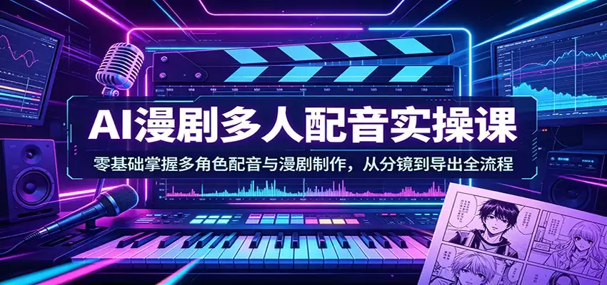AI漫剧多人配音实操课：零基础掌握多角色配音与漫剧制作，从分镜到导出全流程-尊多创业网